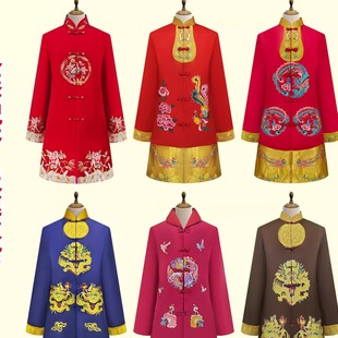 寿衣女全套老人唐装 七件套厂家批发白事老衣殡葬用品云锦龙凤男款