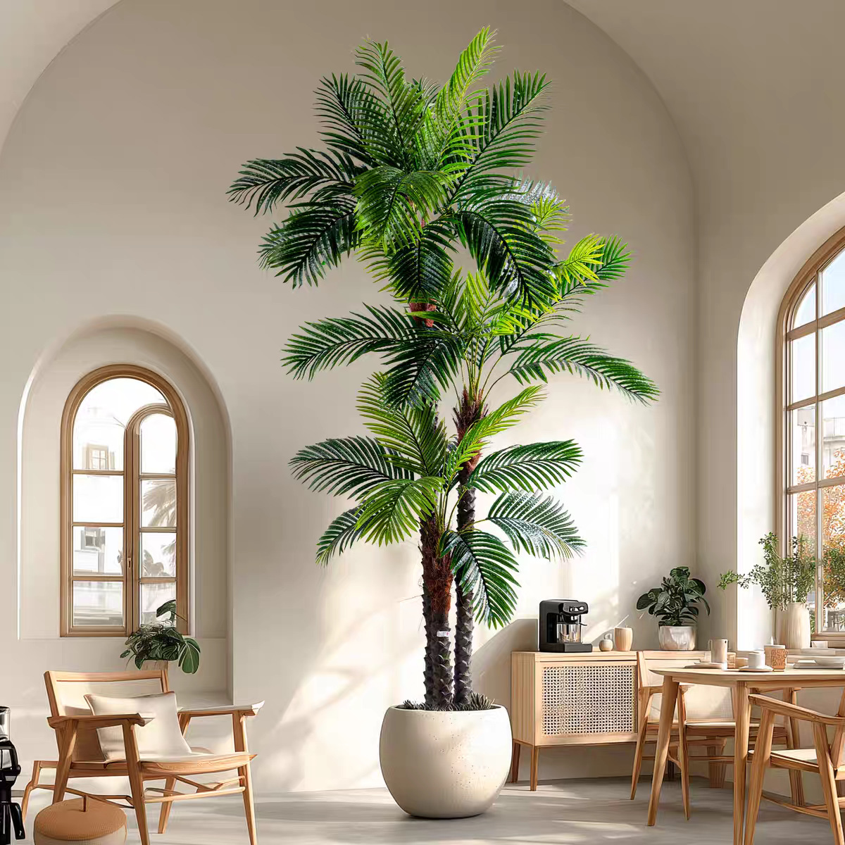 大型仿真绿植棕榈椰子树室内造景假植物散尾葵针葵盆栽装饰仿真树