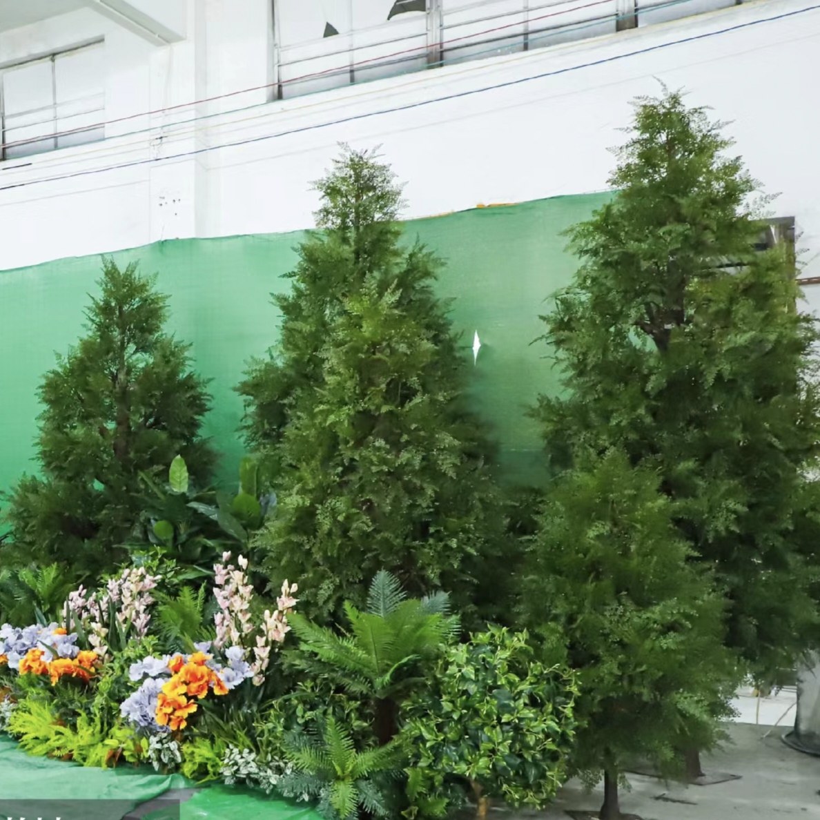 仿真酒店落地装饰树锥形松柏树仿真松树摆件盆栽假松雪松树圣诞树