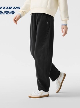 Skechers斯凯奇香蕉裤女子秋冬款宽松加绒针织休闲长裤L425W074