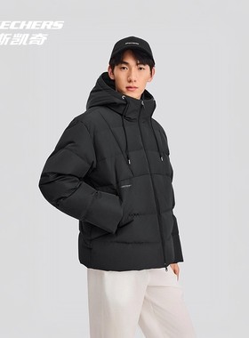 Skechers斯凯奇男士秋冬款防泼水保暖短款羽绒服运动外套L425M012
