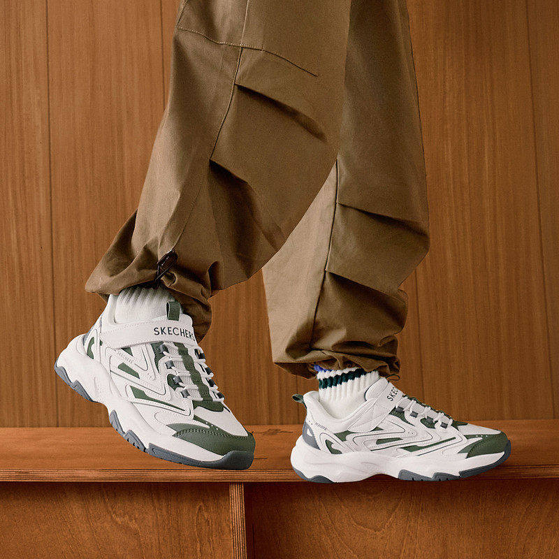 Skechers斯凯奇男童魔术贴复古撞色老爹鞋厚底缓震运动鞋405332L