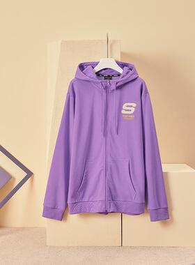 Skechers斯凯奇男女同款针织连帽外套简约百搭慵懒风开衫L321U142