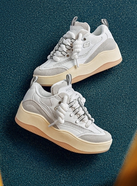 Skechers斯凯奇女士厚底缓震耐磨板鞋时尚撞色拼接熊猫鞋185320