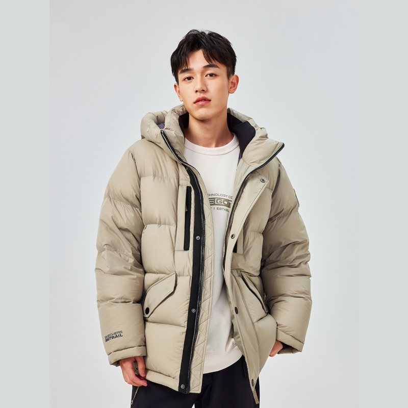 斯凯奇秋冬新款男士连帽羽绒服