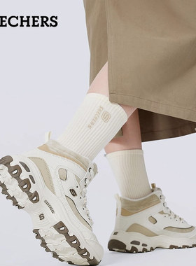 Skechers斯凯奇女鞋秋冬厚底增高老爹鞋轻盈缓震加绒运动鞋169075