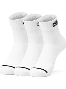Skechers斯凯奇男女同款夏季防滑耐磨运动袜子3双短筒袜L122U135