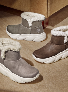 Skechers斯凯奇秋冬新款女子轻盈厚底雪地靴加绒保暖麻薯靴168061
