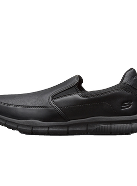 Skechers斯凯奇春夏款男防滑耐磨一脚蹬商务皮鞋舒适休闲鞋77157