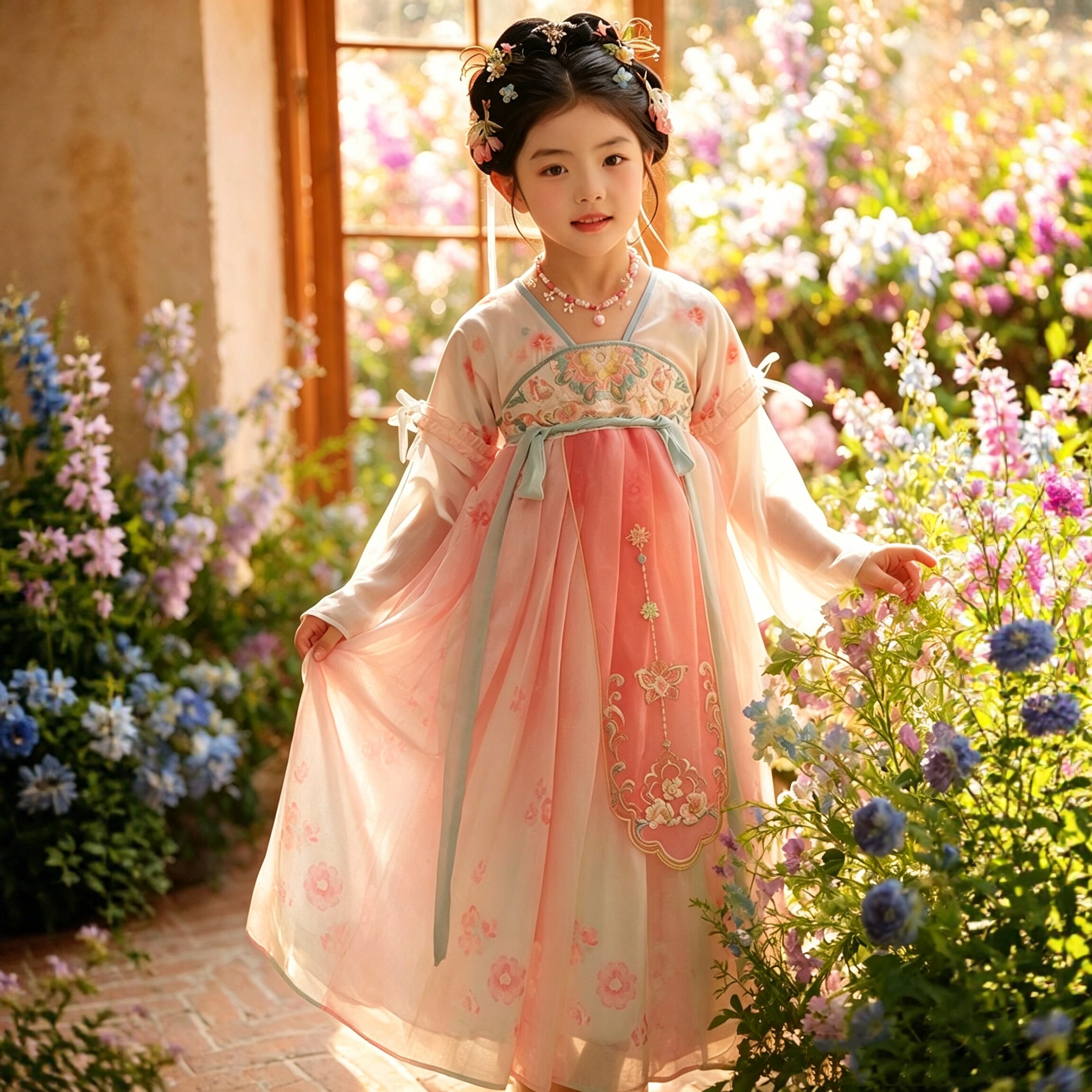 2026年春夏新款汉服女童中国风超仙连衣裙儿童表演服襦裙公主裙