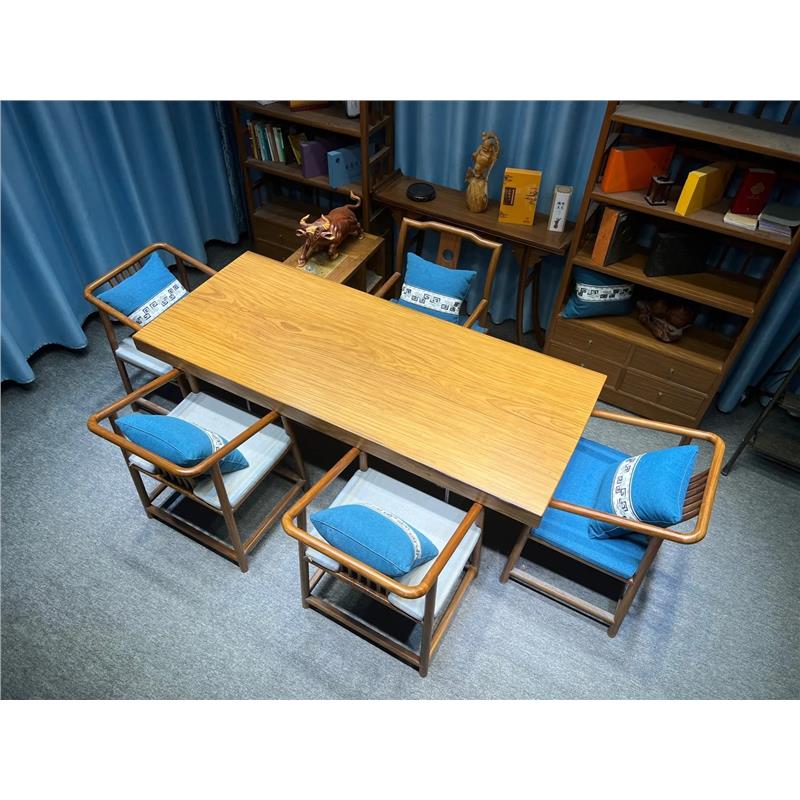 非洲柚木实木大板茶桌餐桌原木桌书桌画案茶板新中式办公家具整板