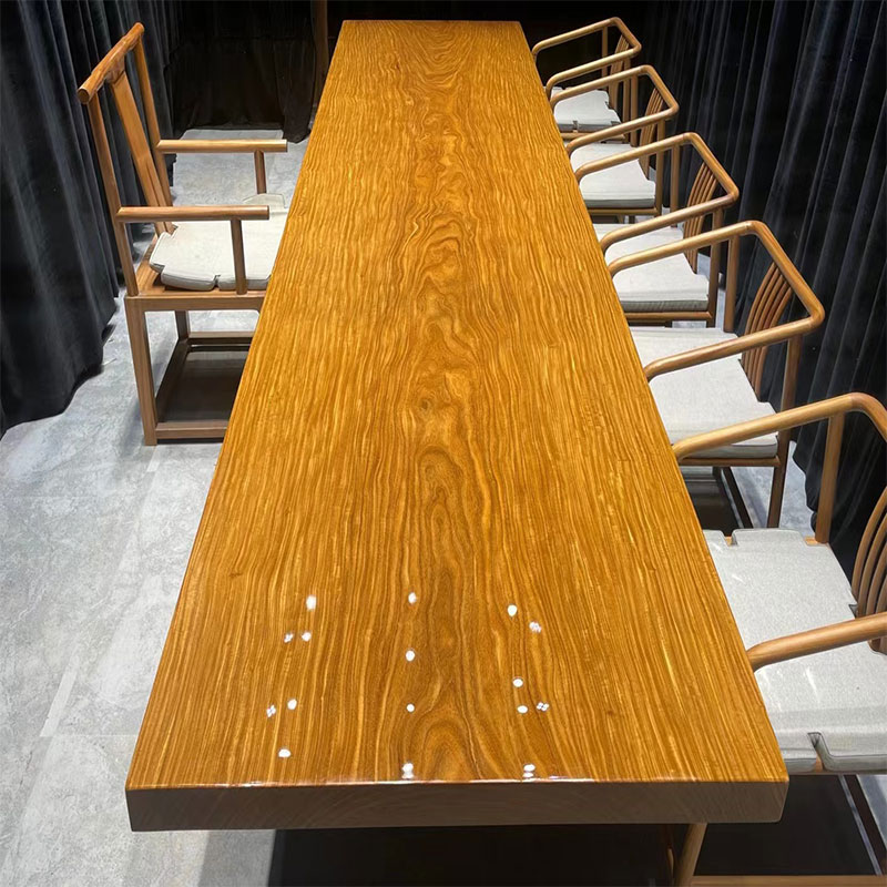 柚木王实木大板桌整块原木原纹办公桌餐桌茶台书桌家具工作台茶几