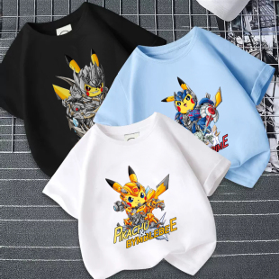 原创变形金刚超能勇士崛起联名周边短袖 宽松棉ins T恤童装