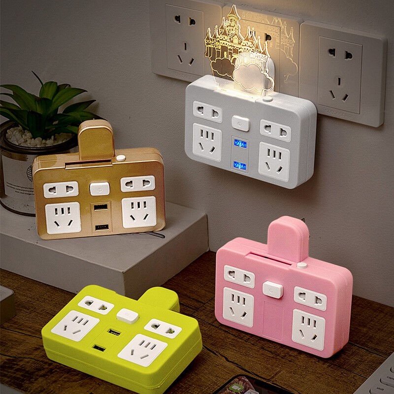 戴利普多功能插座无线插排不带线插板一转四排插宿舍大学生床上us