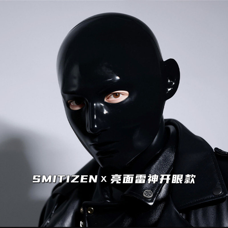 SMITIZEN黑胶头套经典雷神开眼款亮面硅胶MASK