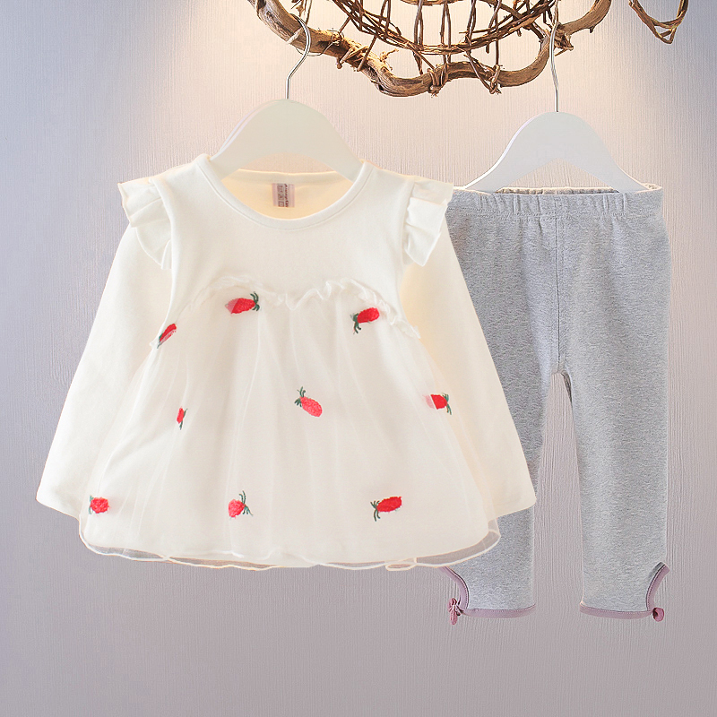 洋气婴儿童装0秋装1o-3岁长袖套装时髦女宝宝秋天衣服公主裙两件