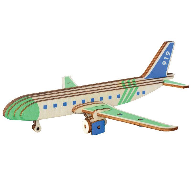 C919客机 地摊3D木制立体拼图 儿童益智DIY手工玩具 飞机积木模型图片