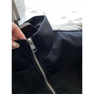 休闲时腿尚运动套装女DWZ春秋季炸街瘦洋气显黑色卫立领衣阔裤两