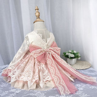 女童连衣裙韩版宝宝生日周岁礼服加绒秋冬长袖公主蓬蓬裙仙气纱裙
