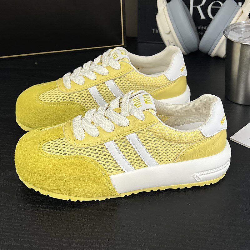 真皮厚底德训鞋女网面薄款透气202D5夏季新款镂空轻便运动休闲板