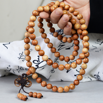 肥城桃木雕刻手链男女士手串手链佛珠G圆珠情侣108颗桃木手串饰品