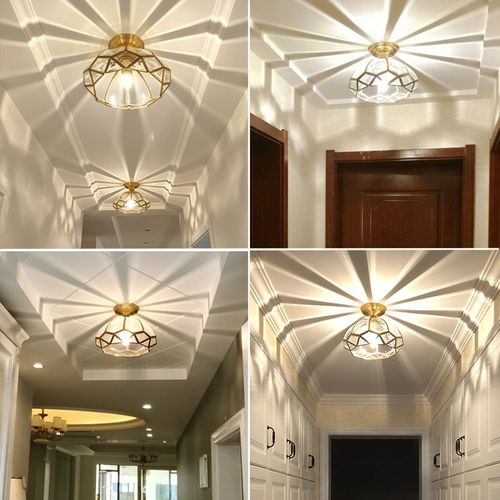 玄关过道走廊灯入户灯美式全铜小吸顶灯北欧现代简约衣帽间阳台灯