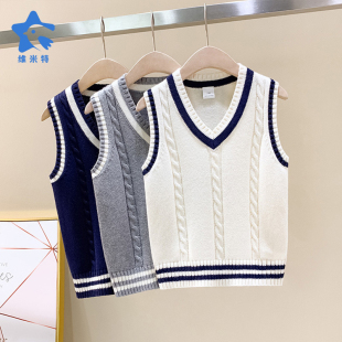 儿童套装毛线马甲春秋男童毛背y心园班服小学生校服毛衣女童针织