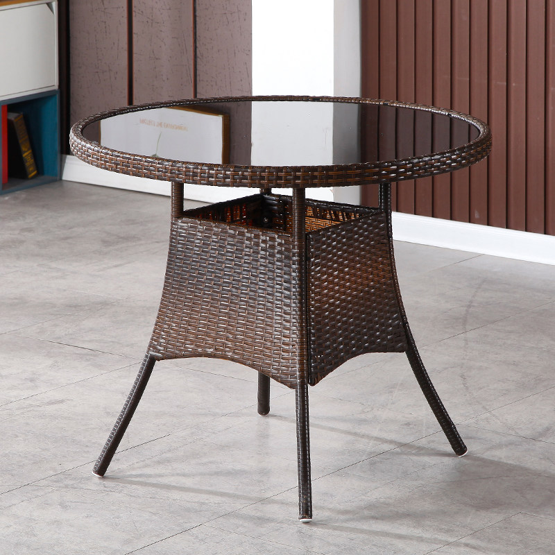 藤编茶桌简约茶台阳台藤椅茶几户外桌子休闲餐桌整装玻璃圆桌方桌,住宅家具,茶几,淘宝优惠券,粉丝福利购,淘宝优惠卷