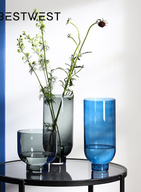 玻璃花瓶摆件家居简约现代透明插L花器客厅桌面装饰品