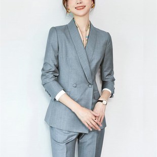 女2023早秋休闲主持人工作服职业气质女高级感售楼部短袖 西装 套装