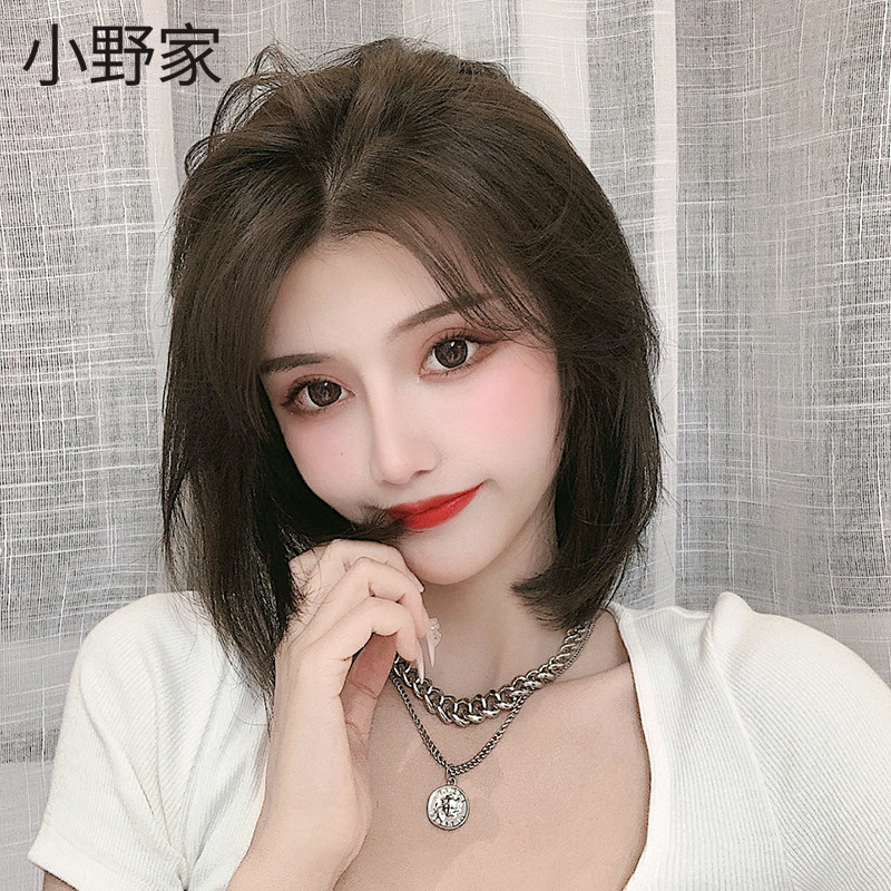 假发女短发造型中长直发全真中分蓬松自然锁骨发真人发丝全头套