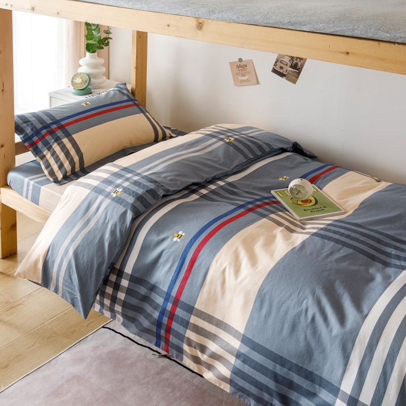 学生宿舍牀d笠三件套0.9米牀1单人纯棉牀单套全棉被罩牀罩牀上用