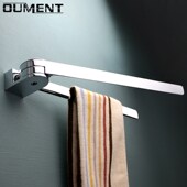 高端旋转毛巾架 304不锈钢浴巾架双杆打孔 毛巾挂杆轻奢酒店别墅
