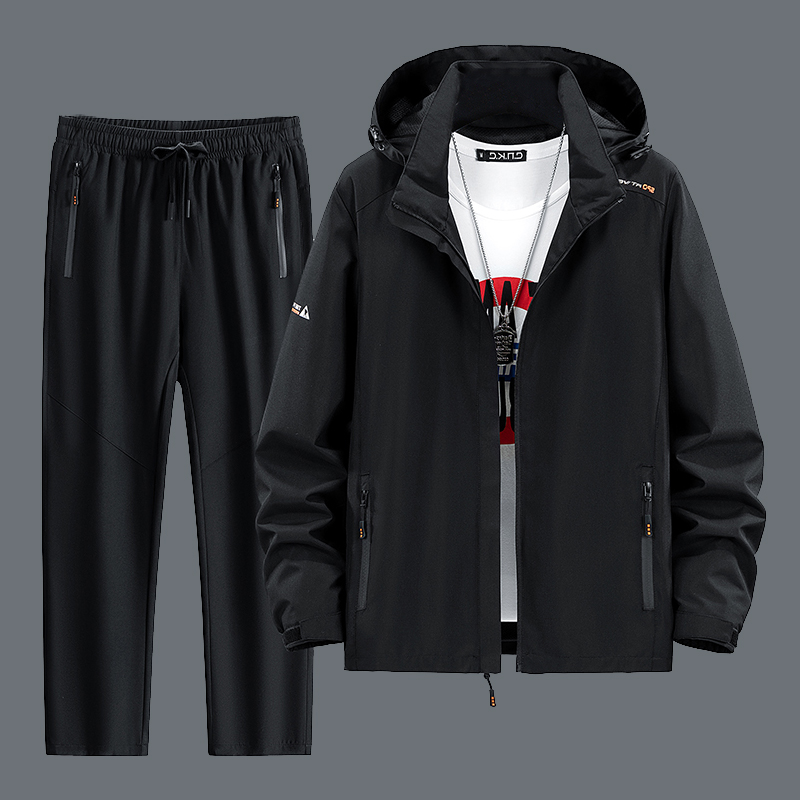高级感防水c冲锋衣运动套装男春秋季外套休闲男装一套搭配防风夹