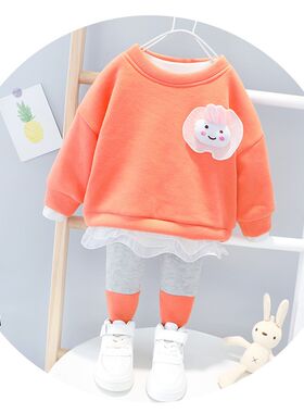 0女宝宝冬装2020新款r1一3岁半2女童套装洋气婴儿童秋冬季衣服加
