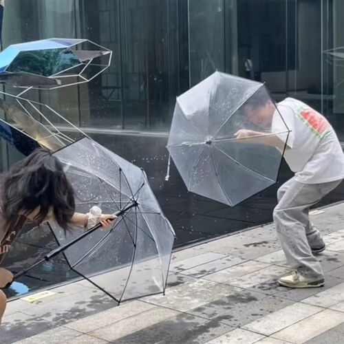 雨伞水枪抽拉式喷水打水仗射程远透明H雨伞儿童玩具攻防兼备喷水