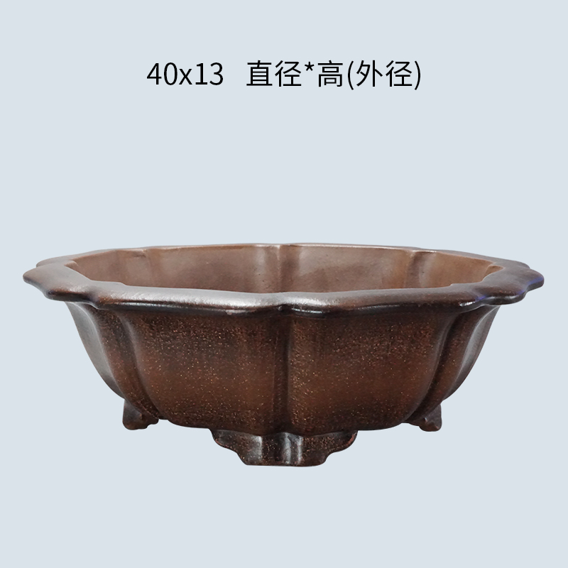 宜兴紫砂精品全手工仿古小r号轮盘花盆40cm绿植花卉老桩园艺盆景