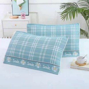 全棉中号纱布枕巾45x65儿童细纱防螨抗菌N学生宿舍幼儿枕巾一对装