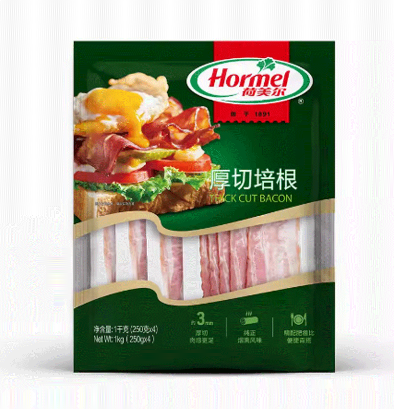 山姆会员店超市代购 荷美尔Hormel烟熏风味厚切培根1kg4小包顺丰