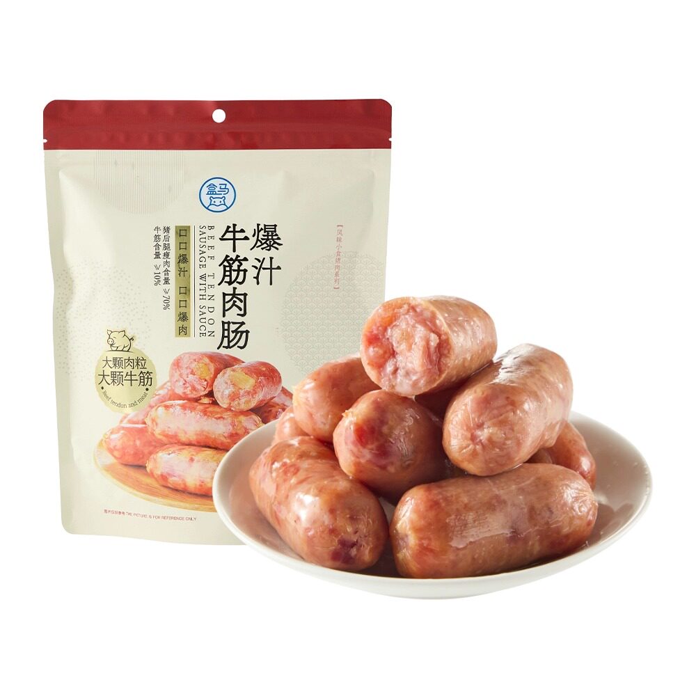 盒马超市代购 爆汁牛筋肉肠280g 大肉粒牛肉脆嫩香肠小吃休闲零食