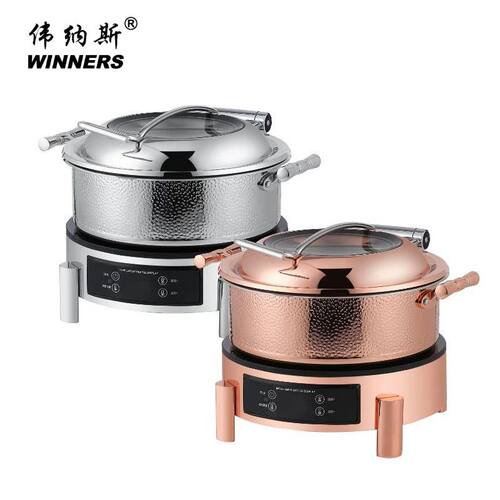 不锈钢智能分体餐煲商用大容量液压可视玻璃盖自助餐厅亮面保温炉
