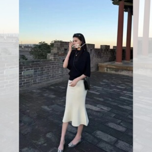 【曼妙曲线】针织高腰鱼尾半身裙女秋季气质显瘦百搭中长款包臀裙