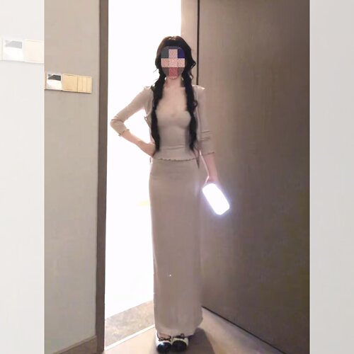 纯欲蕾丝吊带开衫包臀裙显瘦三件