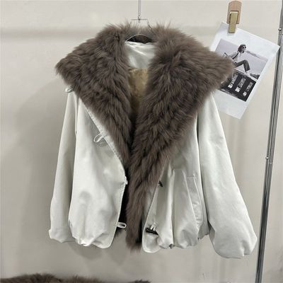 欧洲站欧货冬季新款大翻领毛领派克棉服夹棉保暖宽松显瘦外套