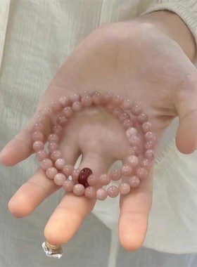 新中式温柔粉串珠手链女轻奢小众精致双层叠戴少女禅意古风手串