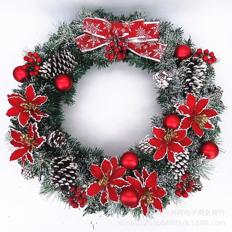 圣诞花环圣诞节装饰品30/40/50门挂件花圈挂饰酒店橱窗场景布置