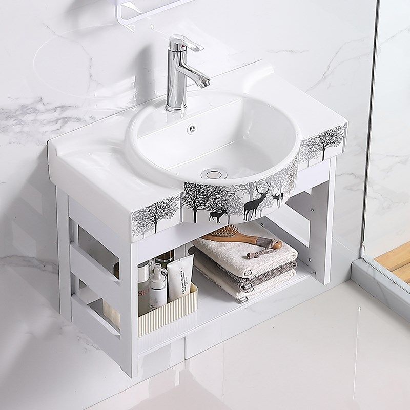 简约彩绘洗手盆卫生间浴室柜组合挂墙式洗脸盆家用阳台洗漱陶瓷盆,家装主材,浴室柜组合,淘宝优惠券,粉丝福利购,淘宝优惠卷