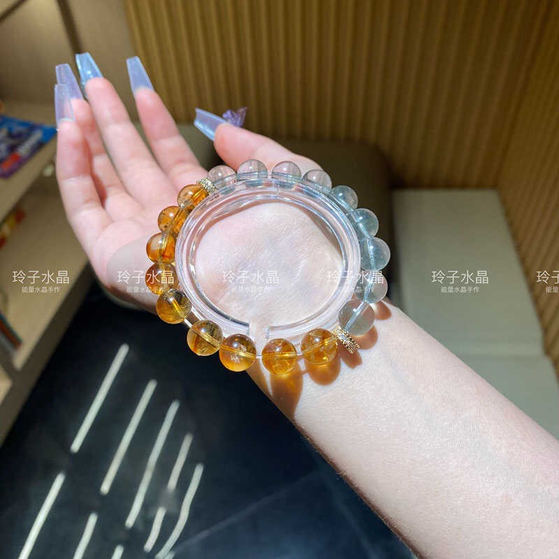 天然绿幽灵黄水晶手链女招财转运水晶事业黄塔晶手串闺蜜生日礼物