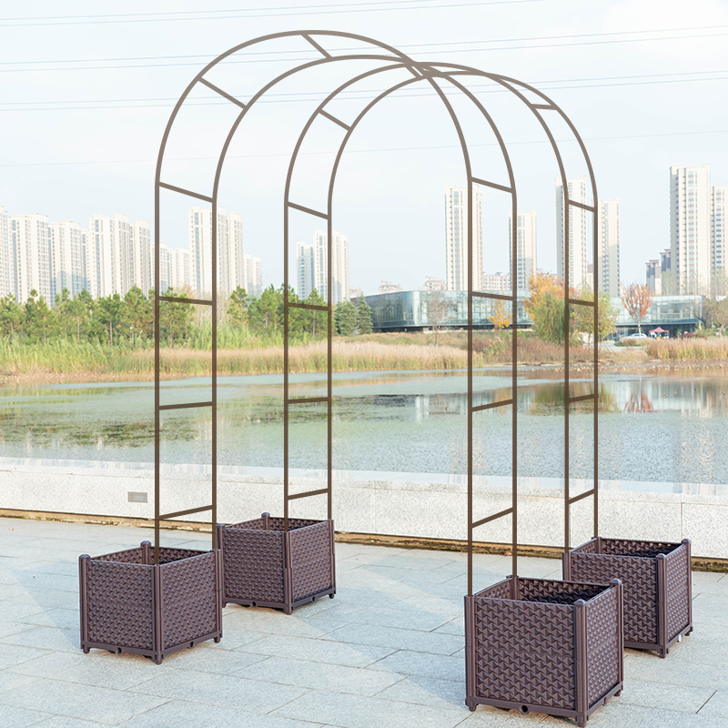 种植箱爬藤架拱门拱形花架带花箱户外庭院花盆阳台种菜架种花盆大