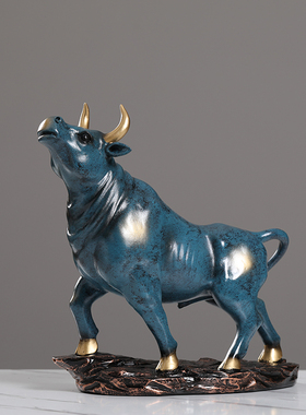 招财牛摆件工艺品创意美式客厅办公室玄关装饰品摆设电视柜桌面